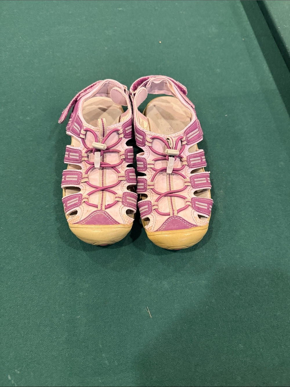 Khombu Pink and Tan Closed-Toe Kids Sandals